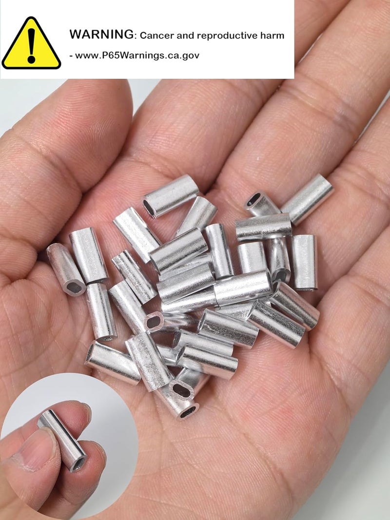 Laxygo 50-100pcs Oval Single Aluminum Crimp Sleeves Fishing Line Connectors Single Barrel Crimp Sleeve Kit - Image 5